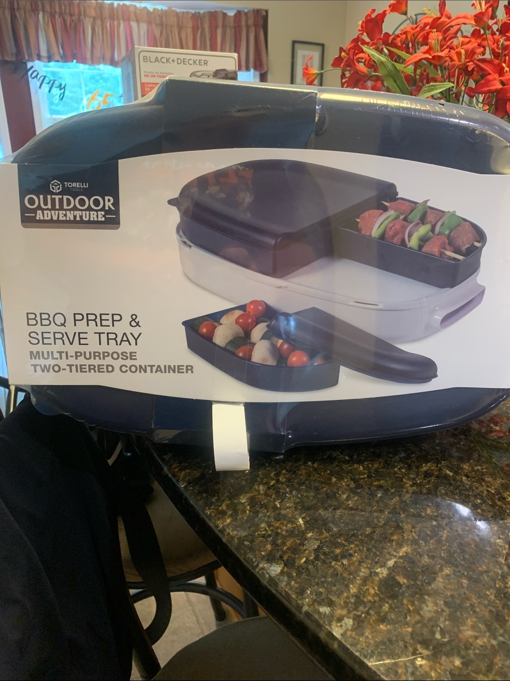 NEVER USED! Navy BBQ Prep & Serve Tray - Two-Tier Container